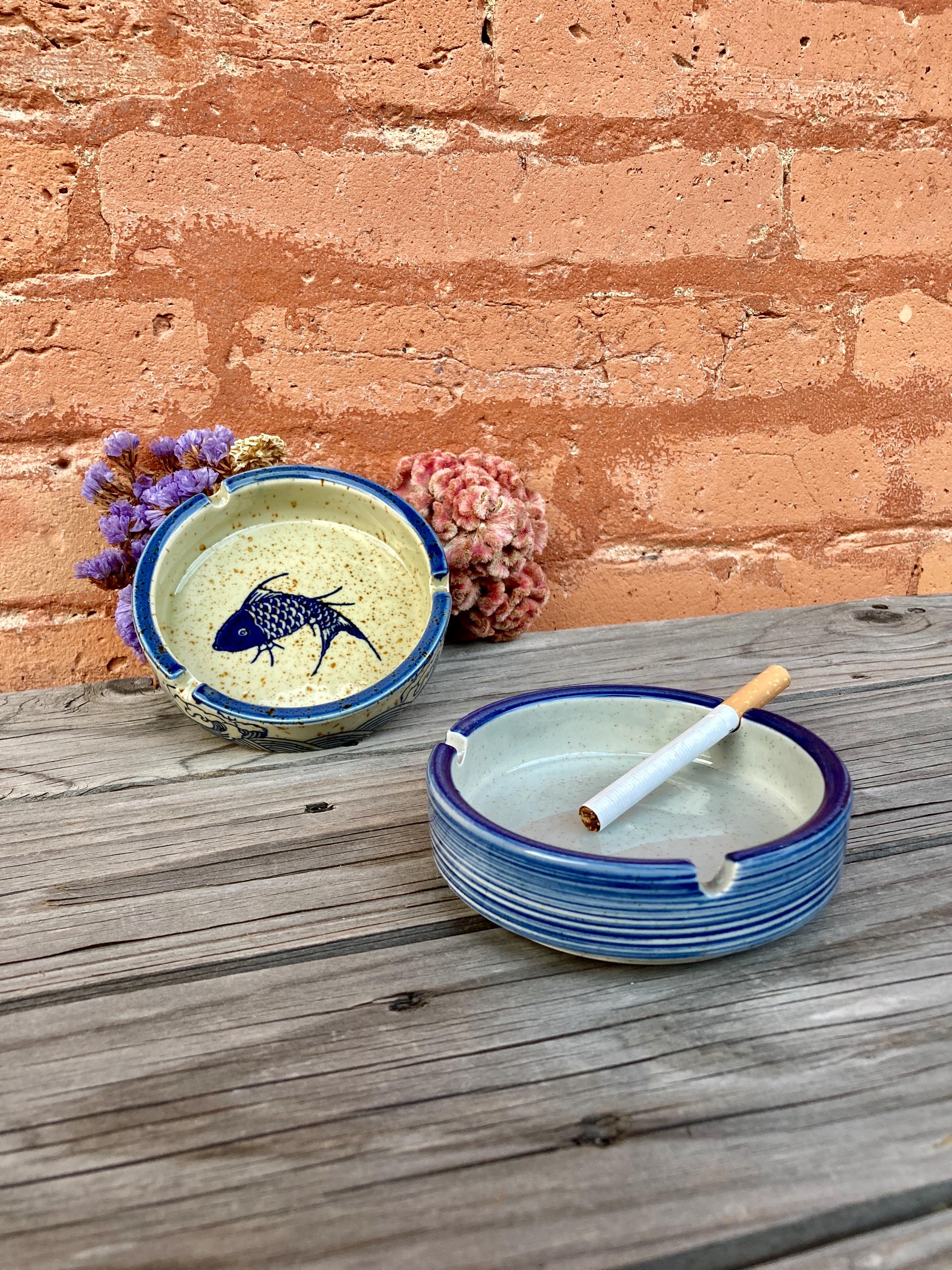 Handmade Ceramic Ashtray Vintage Retro Japanese Style Glazed