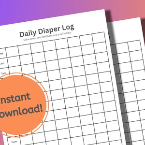 Printable Diaper Changing Log, Daily Daycare or Parent Downloadable ...
