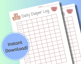 Printable Diaper Changing Log, Daily Daycare or Parent Downloadable ...