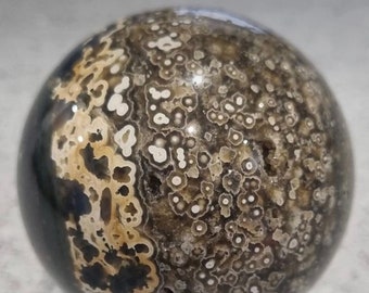 Beautiful Ocean Jasper Jelly Transparent Translucent Polished Display Sphere Core Display Collectable Extremely Rare