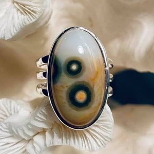 Beautiful Ocean Jasper Ring Size 6.75