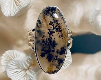 Beautiful Simple Scenic Dendrite Ring Size 8.5