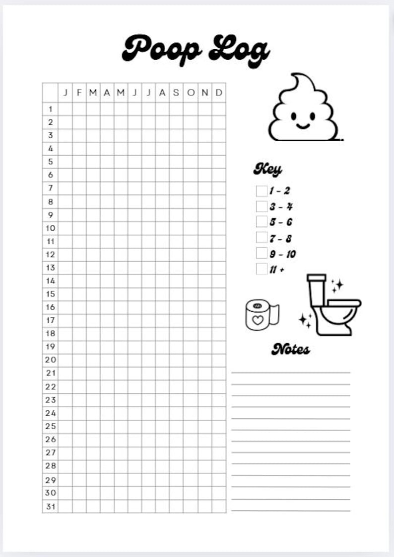 Daily Poop Tracker, Cute, Printable - Etsy