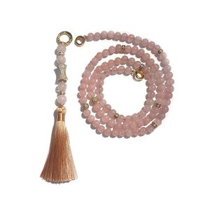 MULTIWAY Natural Rose Quartz Mindfulness 99 Mala Bead Necklace