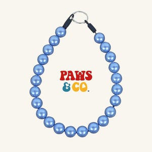 Serene Blue Beaded Dog Collar, Dog Accessories, Dog Necklace, Cat Necklace, Cat Collar, O ring, Slip on, Pet Collar, Waterproof, Bead Collar