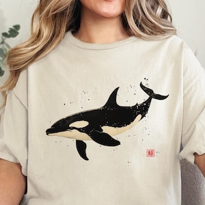 Vintage Killer Whale Shirt, Y2K Orca Shirt, Dolphin Shirt, 90s Orca Killer Whale Japanese Art Shirt, Sea Animal Shirt