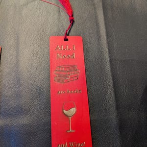 Rustic Wooden Bookmark: Books & Wine Lover Gift