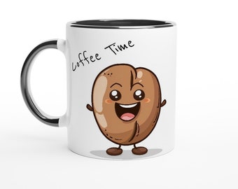 Happy Coffee Bean Ceramic Mug, Coffee Cup