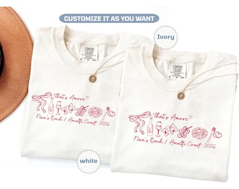 "Personalisiertes Shirt mit ""Pizza und Wein"" und passendem Junggesellinnenabschied für die Braut