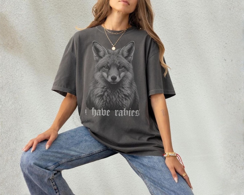 I Have Rabies Fox Shirt Vintage Grunge Y2K Tee Funny Fox Lover Gift Unhinged Meme Weird Dark Humor Comfort Colors Graphic Tee image 9