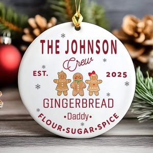 Family Christmas Gingerbread Ornament Personalized Last Name Role 2025 Matching Keepsake Gift Holiday Baking Crew Cousin present keepsake