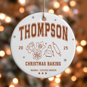 Personalized Christmas Baking Family Ornament 2025 Custom Names Holiday Cookie Baking Keepsake Varsity Style Matching Christmas Cousin Gift