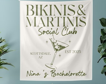 Bikinis and Martinis Bachelorette Sign, Martini Bachelorette Tapestry, Bachelorette Party Banner, tinis and martinis bachelorette, Bach Flag