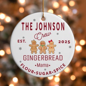Gingerbread Family Ornament Personalized Custom Last Name Role 2025 Christmas Keepsake Matching Family Gift Cookie Night gift present winter