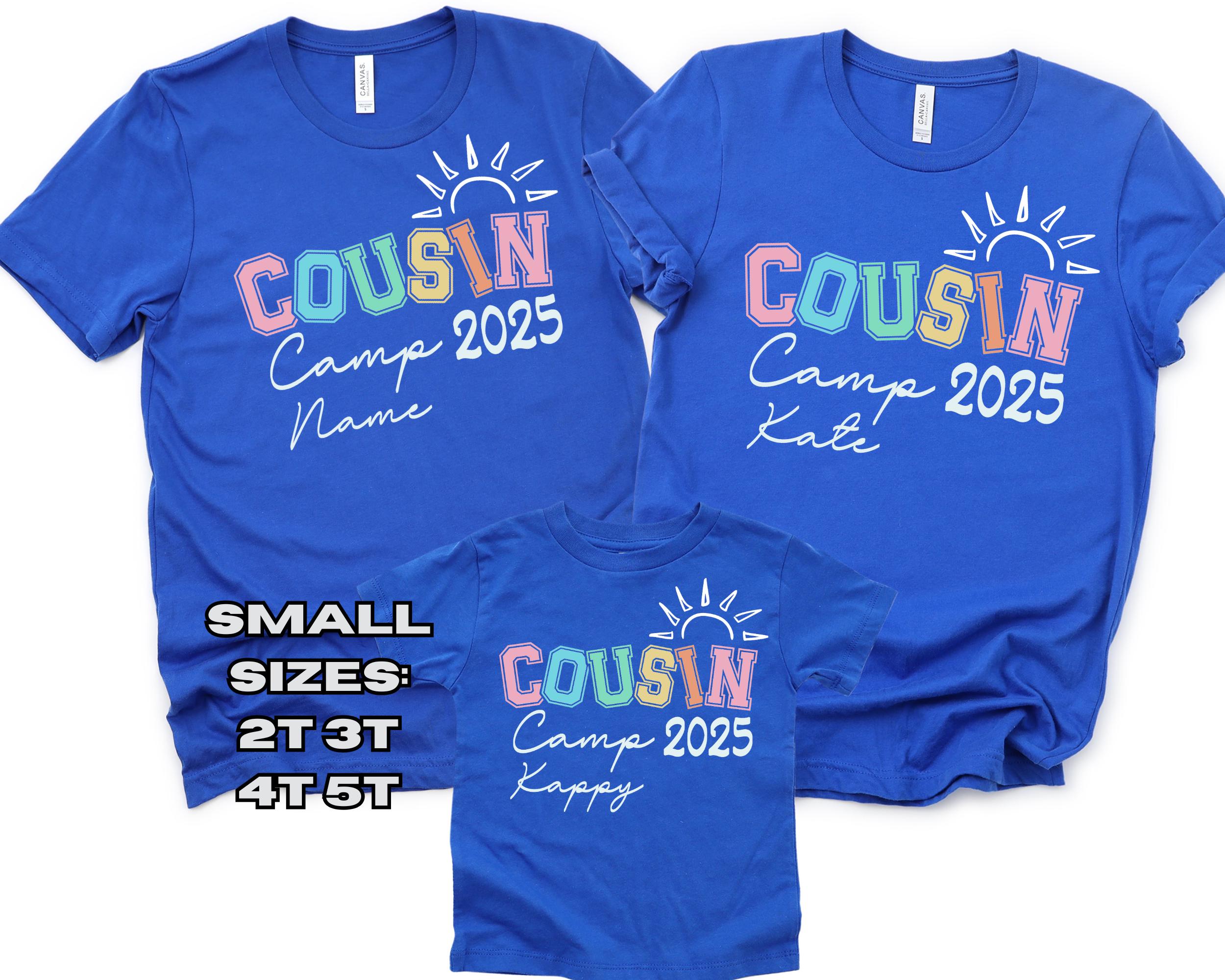 Cousin Camp Shirts Custom Family Summer Trip Outfit Personalized Camping 2025 Tee Matching Cousins Reunion Vacation Gift with Year and Name