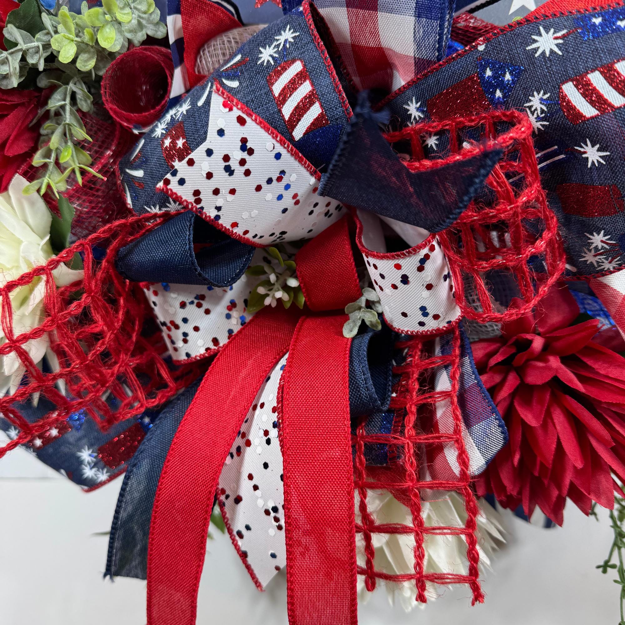 Patriotic Memorial Wreath - Red White & Blue Wreath - American Flag ...