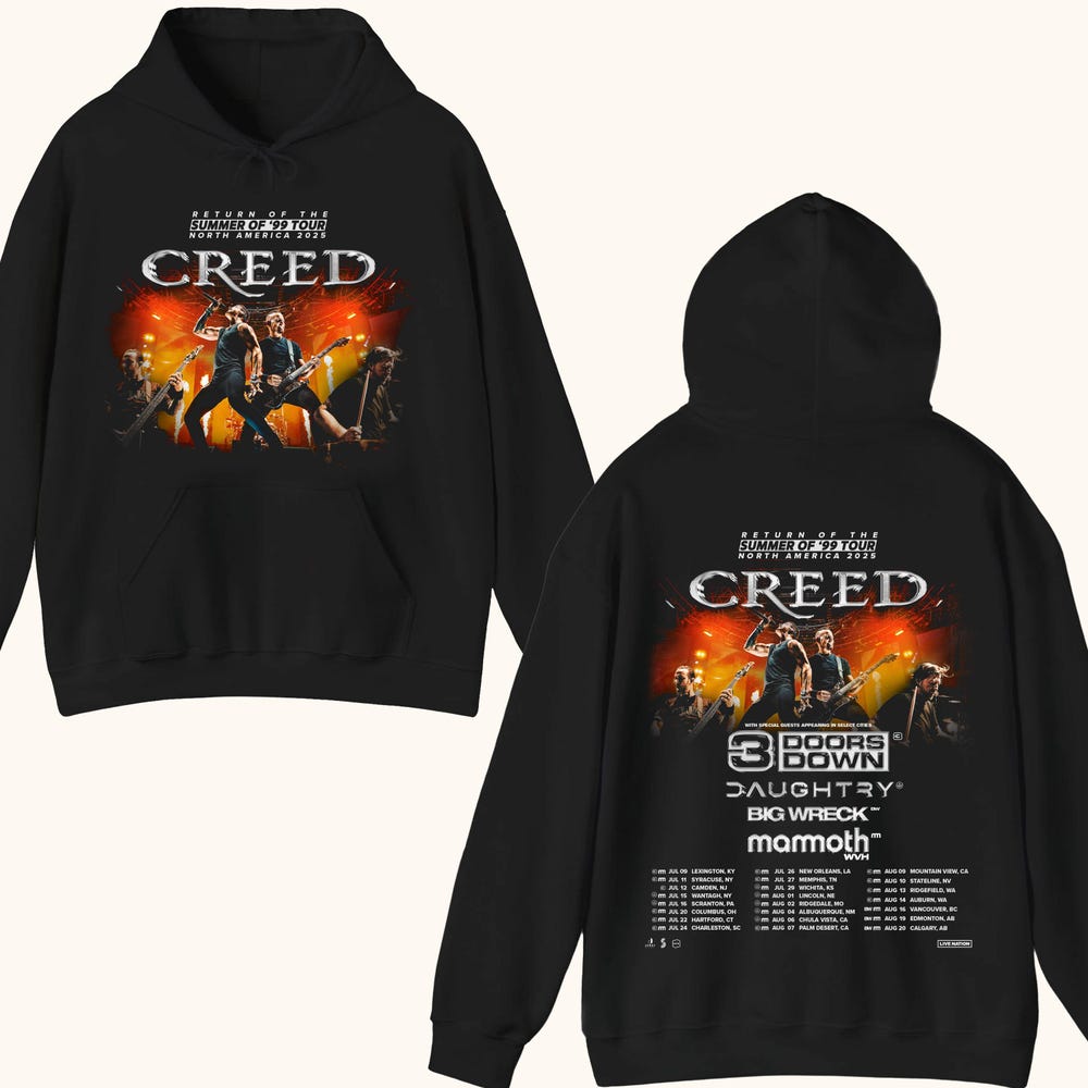 Creed Band 2025 Tour Summer Of ’99 Tour Hoodie, Creed Band Fan Gift ...