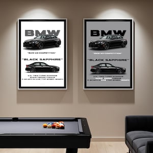 BMW M3 Competition Digital Poster – Sapphire Black – Printable Wall Art – Garage Decor – Car Art Download