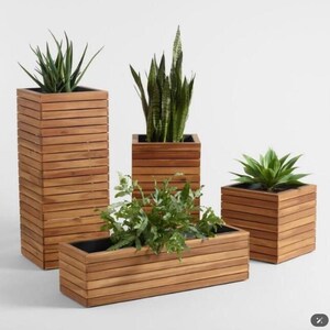 Houten plantenbak tuin bloempot plantenbak handgemaakte cachepot voor tuin en interieur