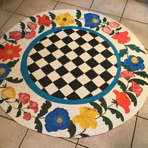 FLOORCLOTH  /  Country Cottage/ Floral/ 4&#39; Round