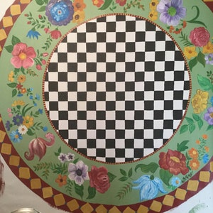 FLOORCLOTH  /  Country Cottage/ Floral/ 5’ round/ Cottagecore