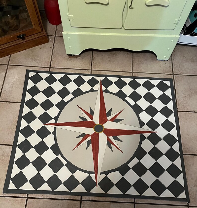 Compass Rose Floorcloth (40”x32”) Colonial Rug - Etsy