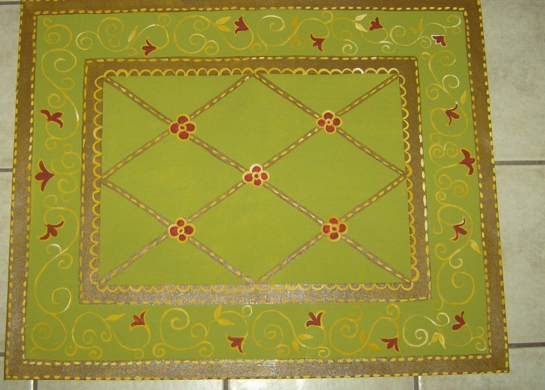 FLOORCLOTH Hand Painted Canvas Rug FLOOR CLOTH Etsy