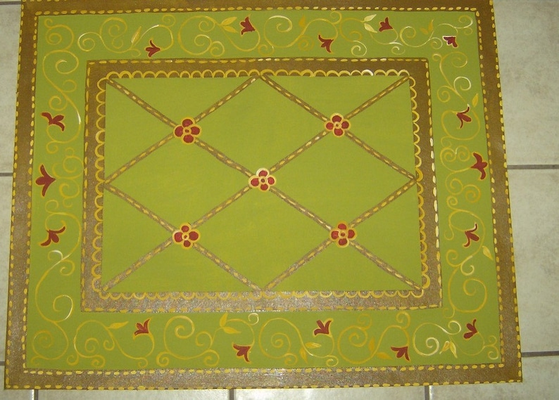 FLOORCLOTH hand painted canvas rug FLOOR CLOTH image 1