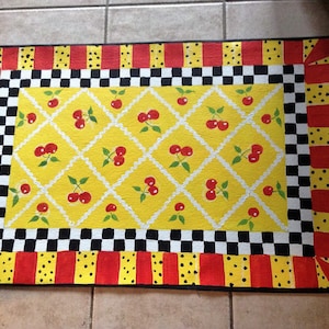 Floorcloth  COUNTRY COTTAGE   decor Cherries 30&quot;x56&quot;