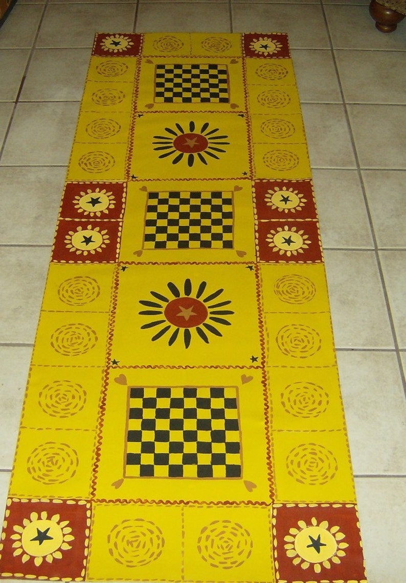 FLOORCLOTH COUNTRY PRIMITIVE Hand Painted Rug - Etsy