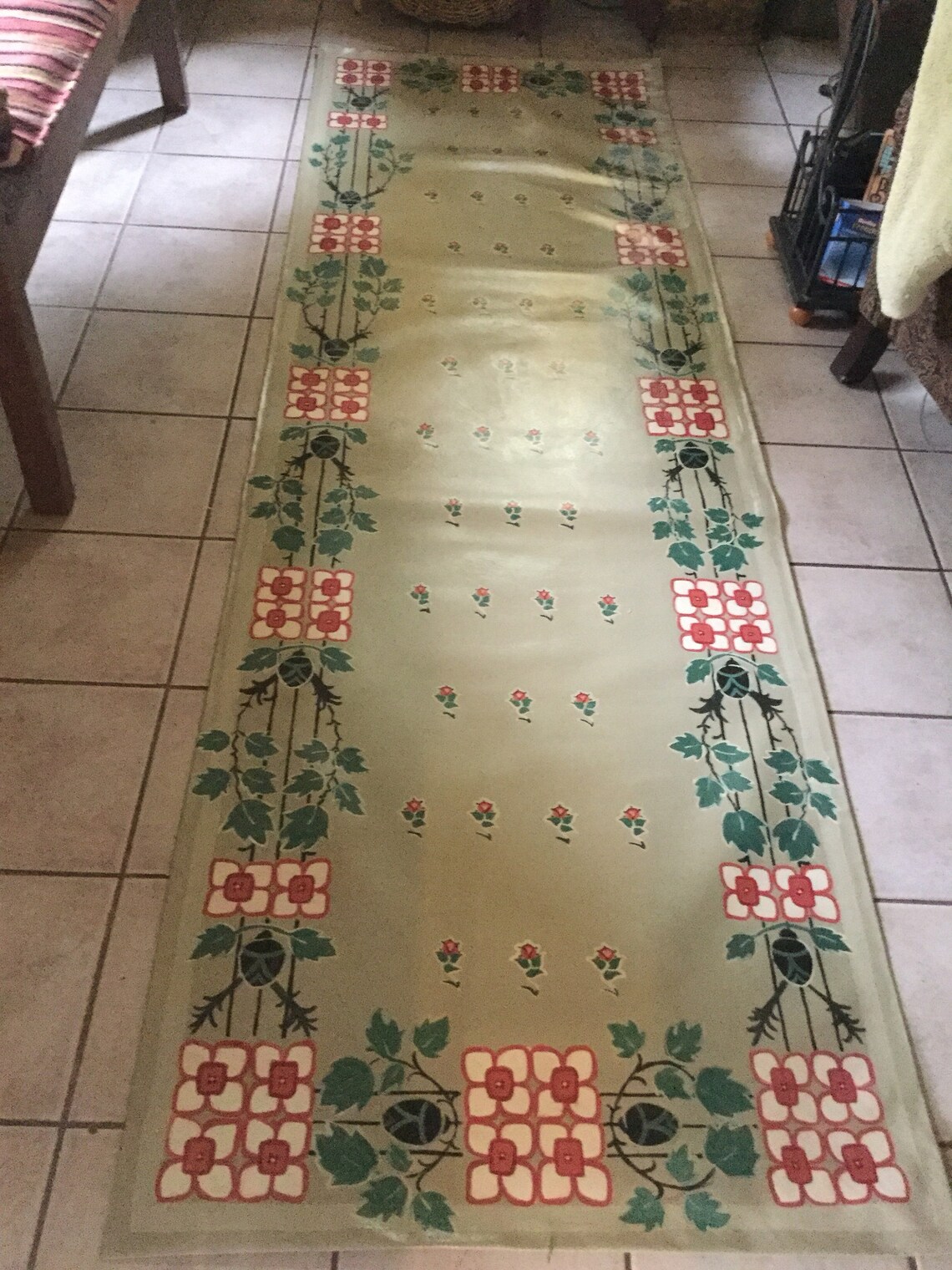FLOORCLOTH Hand Painted Canvas Rug 3'x6' Etsy