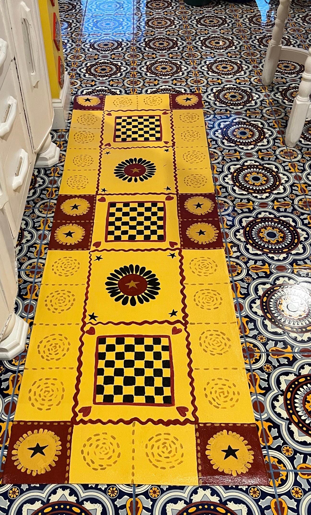 FLOORCLOTH COUNTRY PRIMITIVE Hand Painted Rug - Etsy
