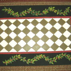 French Country FLOORCLOTH  hand painted rug  3&#39;x5&#39;  ROOSTER