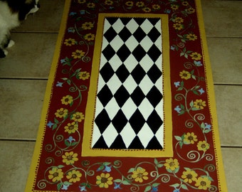 FLOORCLOTH    French Country Primitive  hand crafted rug