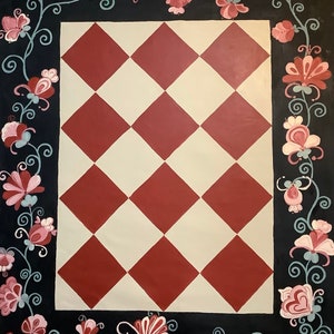 Floorcloth  / American Country/ Primitive/ 5’x6’