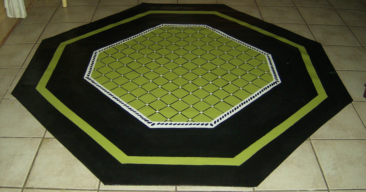 FLOORCLOTH / Hand Crafted Rug / / OCTAGONAL / 5x5/ Spring Etsy