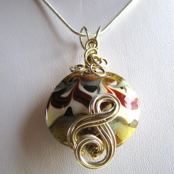 North western Lampwork bead pendant, sterling silver pendant