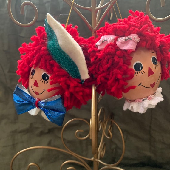 Raggedy Ann And Andy Goose Egg Ornaments Etsy