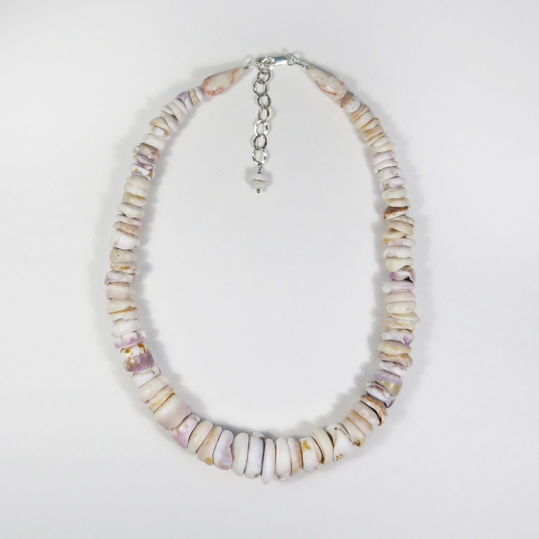 Puka Shell Necklace Large, Natural Hawaiian Cone Seashell Beads Created ...