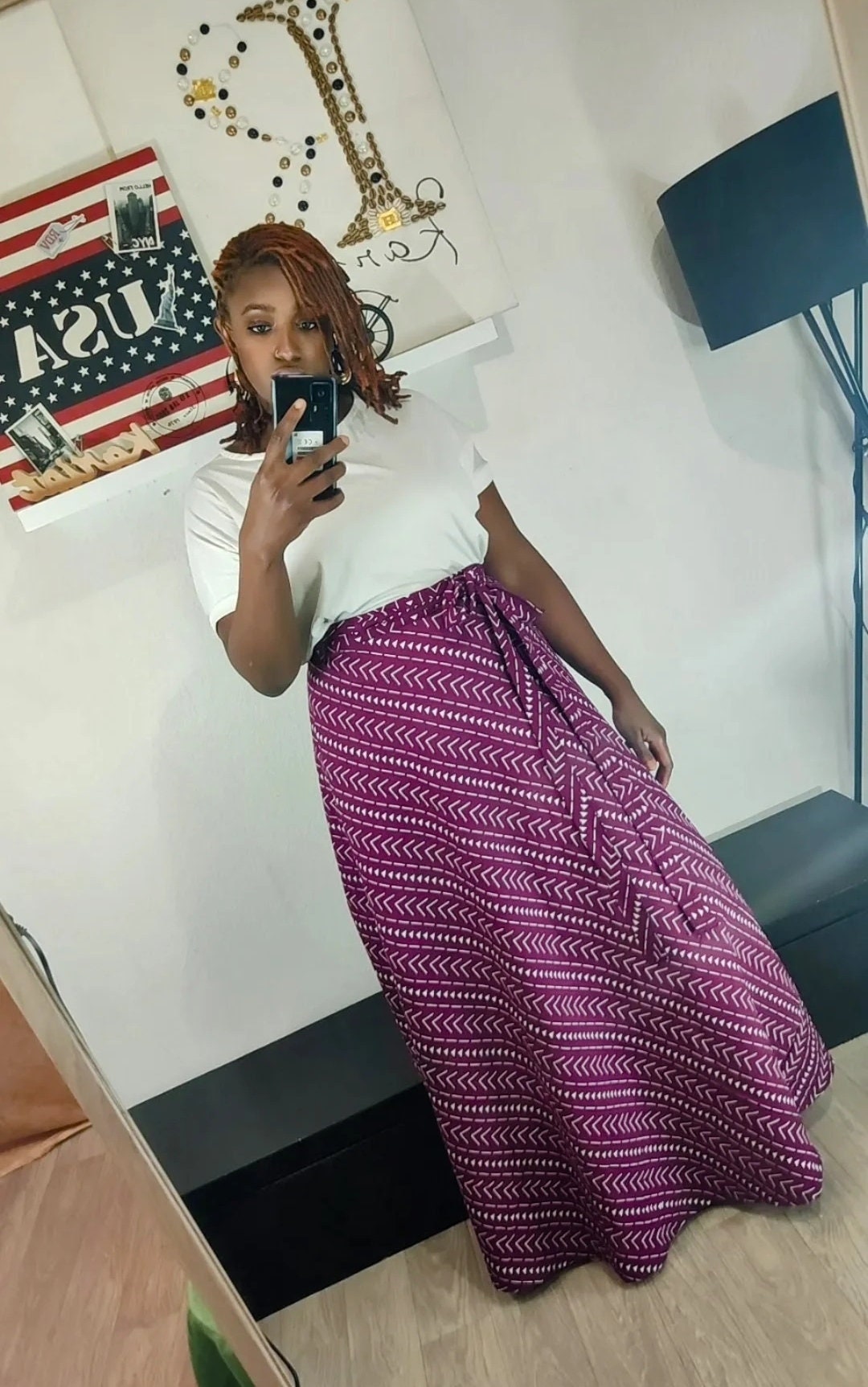Longue jupe en pagne hot sale