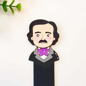 Hand Painted Edgar Allan Poe Bookmark | Layered Wood Bookmark | Gothic Literary Gift | Reader Gift | Handmade Art Bookmark | Writer Gift