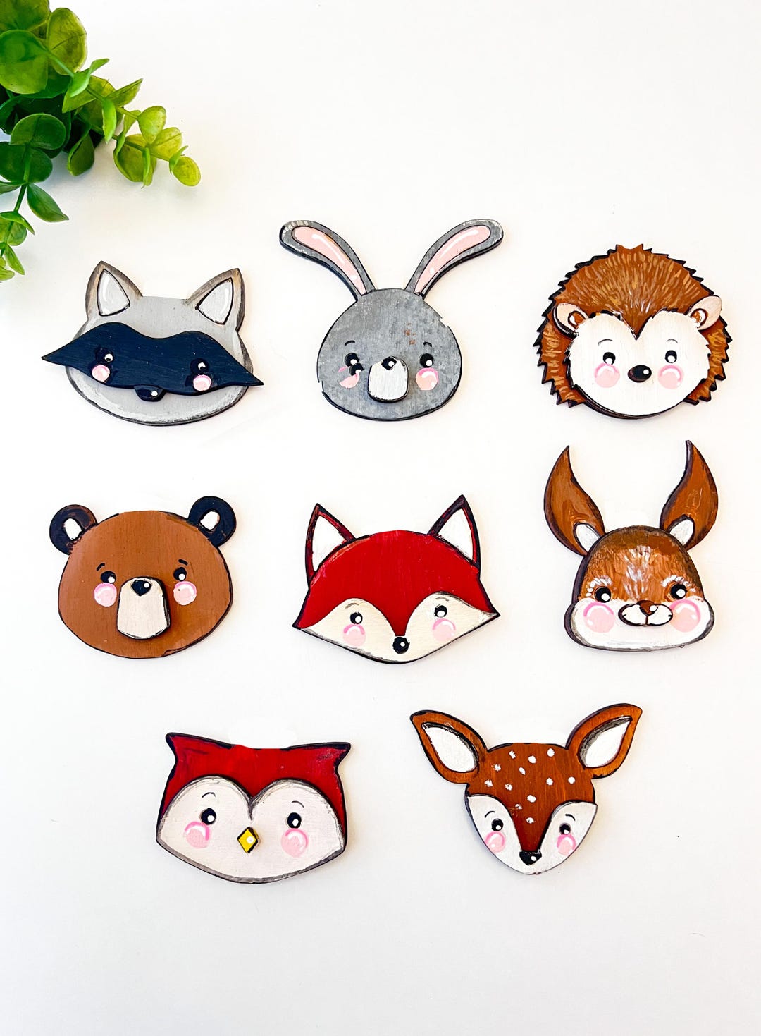 Woodland Animal Magnets – Hand Painted Layered Wood Fridge Magnets ...