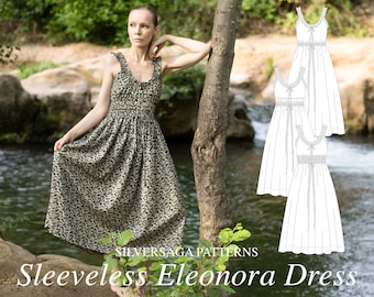 Sleeveless Eleonora dress PDF sewing pattern | EU34-50 | Intermediate difficulty | Cup options available | Three views