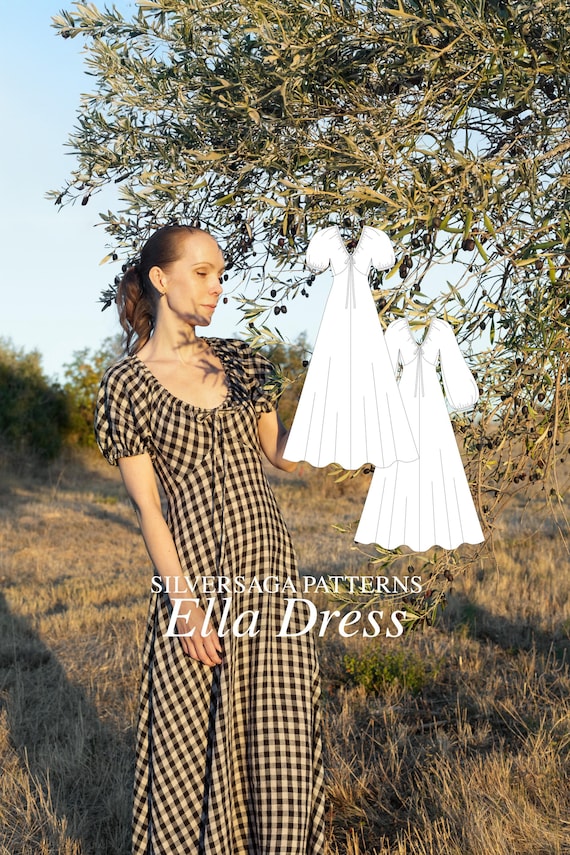 Ella dress PDF sewing pattern | EU34-54 | Adjustable neckline | Intermediate | Tutorial available