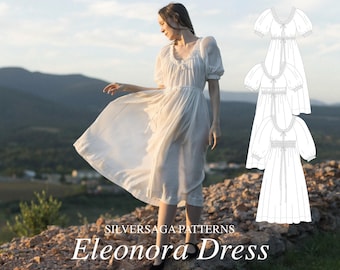 Eleonora dress PDF sewing pattern | EU34-54 | Intermediate | Long sleeve option | Cup options available | Tutorial available