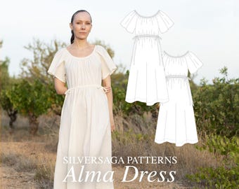Alma Dress PDF sewing pattern | EU34-54 | Beginner-friendly | No zipper or other closures | Wardrobe basic