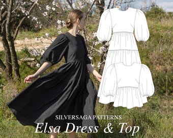 Elsa Dress and Top PDF sewing pattern | EU32-54 | Experienced beginner | Fitted + oversized bodice options