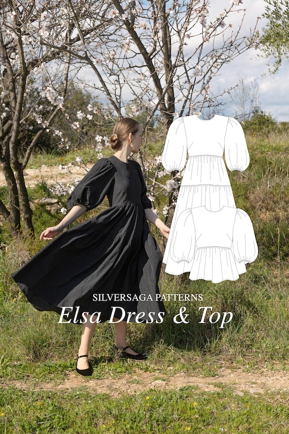 princess polly baby blue dress Elsa Dress and Top PDF Sewing Pattern | EU32-54 | experienced Beginner |  fitted + Oversized Bodice Options