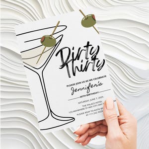 Custom Dirty Thirty Birthday Invitation, Custom Birthday Invitation, Birthday Party Invitation for Women, Custom Invite Templates