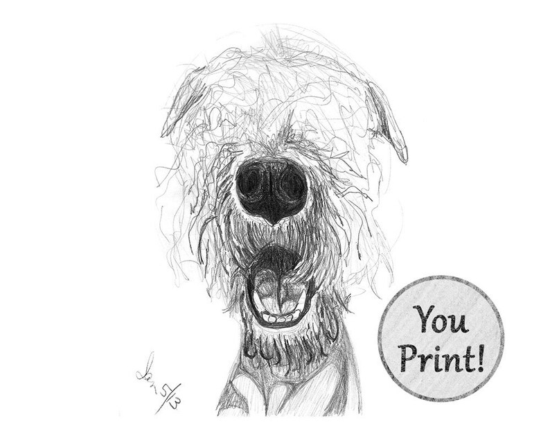 Custom Printable Pet Drawing, Pencil Sketch From Photo, Digital File, Personalized Gift, Pet Memorial, Dog Drawing, Inklets image 2